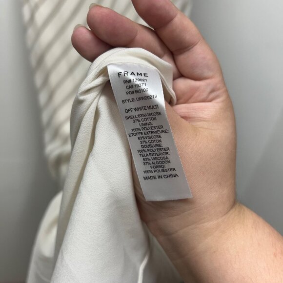 NWT FRAME Striped Bias Cami Slip Dress off white multi medium - Picture 8 of 13